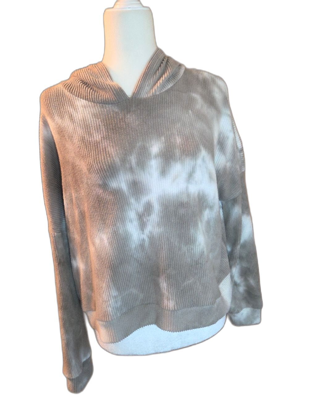 Blue Rain Grey & White Tie-Dye Hoodie